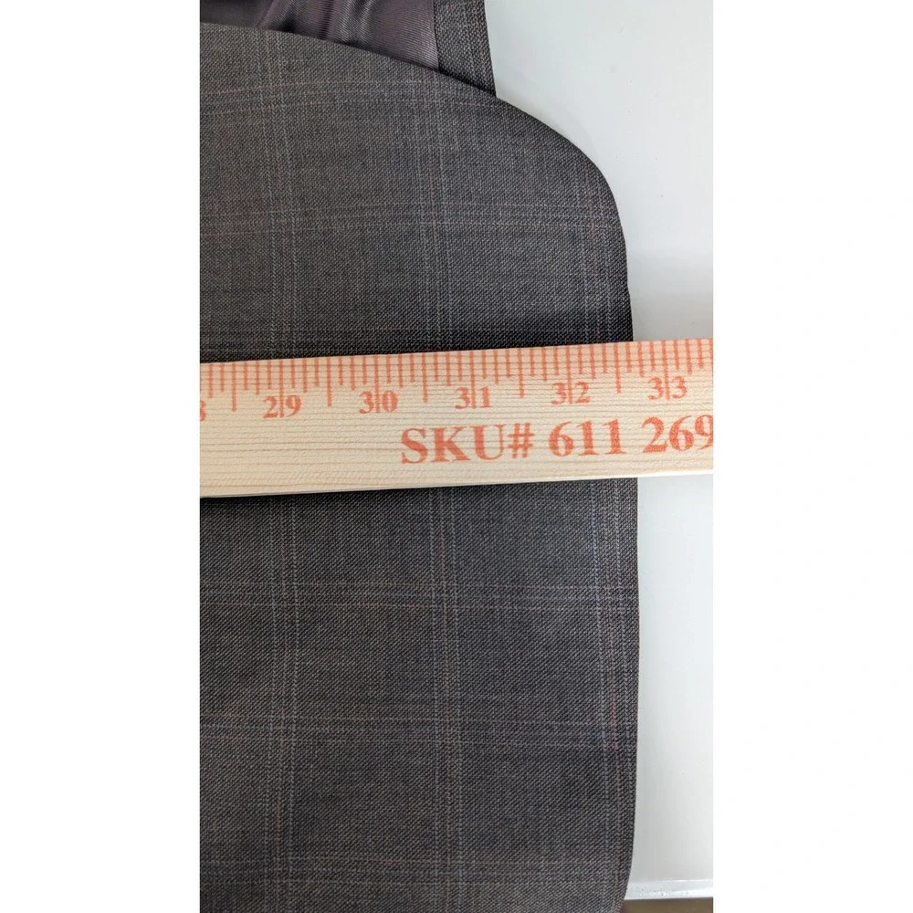 Barneys New York Men's 44R Brown‎ Glen Plaid Wool Blazer Sport Coat - Picture 9 of 9